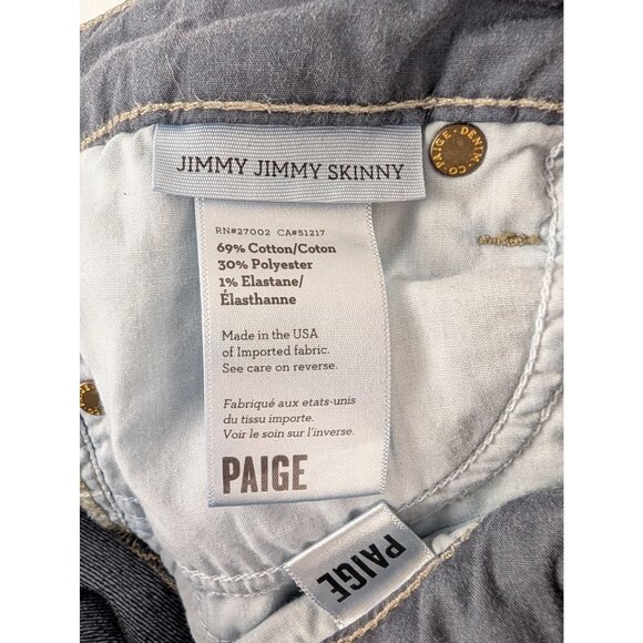 Paige Jeans Women's Size 24 Blue Jimmy Jimmy Skinny Dark Wash - Picture 3 of 11